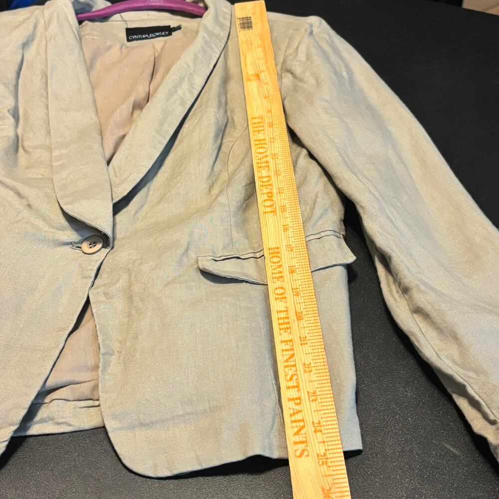 Cynthia Rowley Beige Linen Blazer Women’s Size L Lightweight Work Jacket - Picture 4 of 6